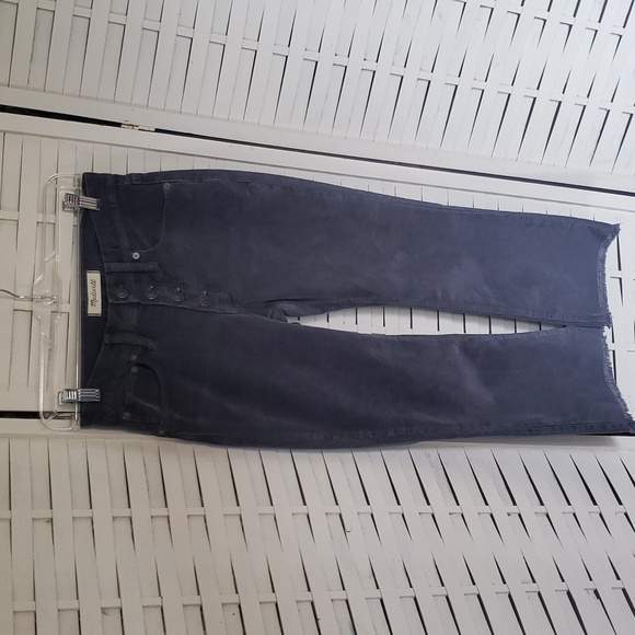 Madewell Gray Cali Demi Boot Cut Frayed Hem Courdoroy Button Fly Jeans Size 25P - Picture 1 of 7
